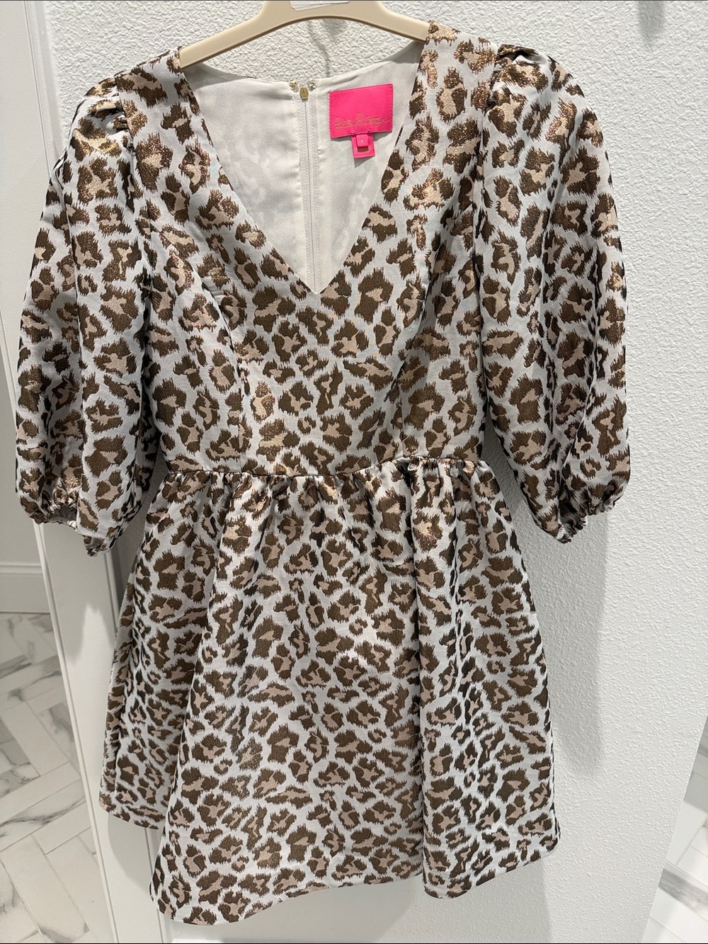 Lilly Pulitzer Brown and White Leopard Mini Dress